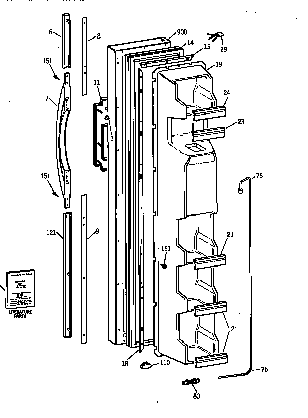 GE TFX22CRBAWW freezer door diagram