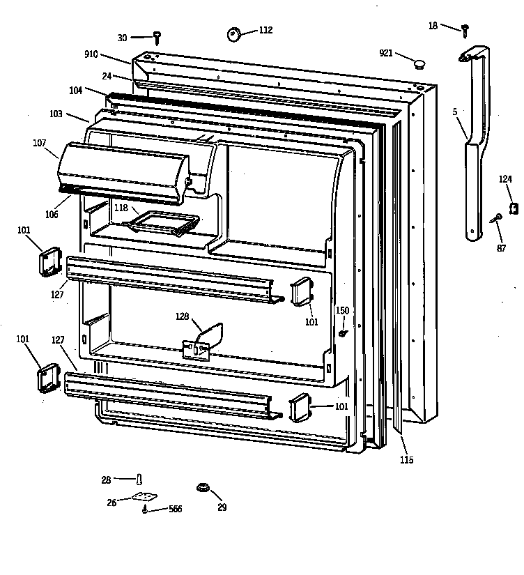 GE TBX18JIBARWW fresh food door diagram