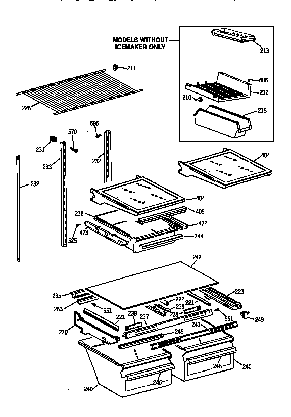 GE TBX24JABCRAA shelf parts diagram