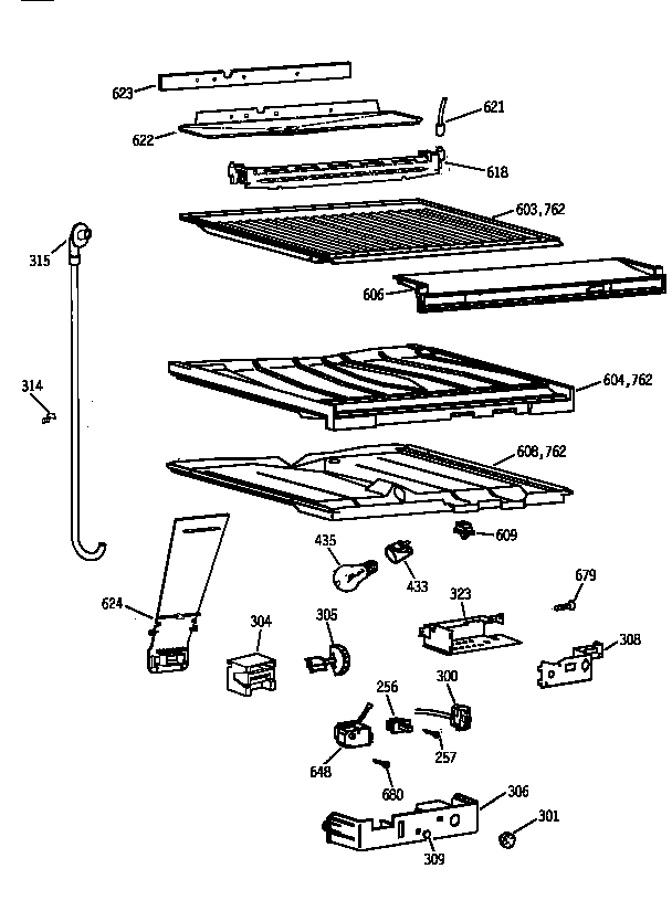 GE TBX24JABCRAA compartment separator parts diagram