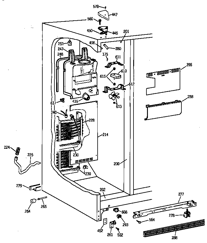 GE TFX22QRBAAA freezer section diagram