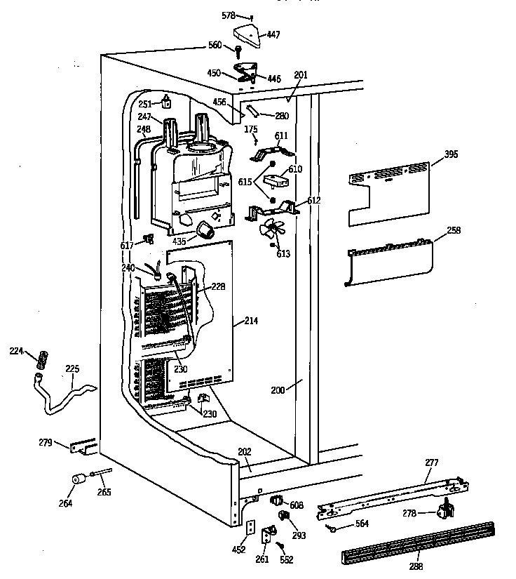 GE TFX22QRBAWW freezer section diagram