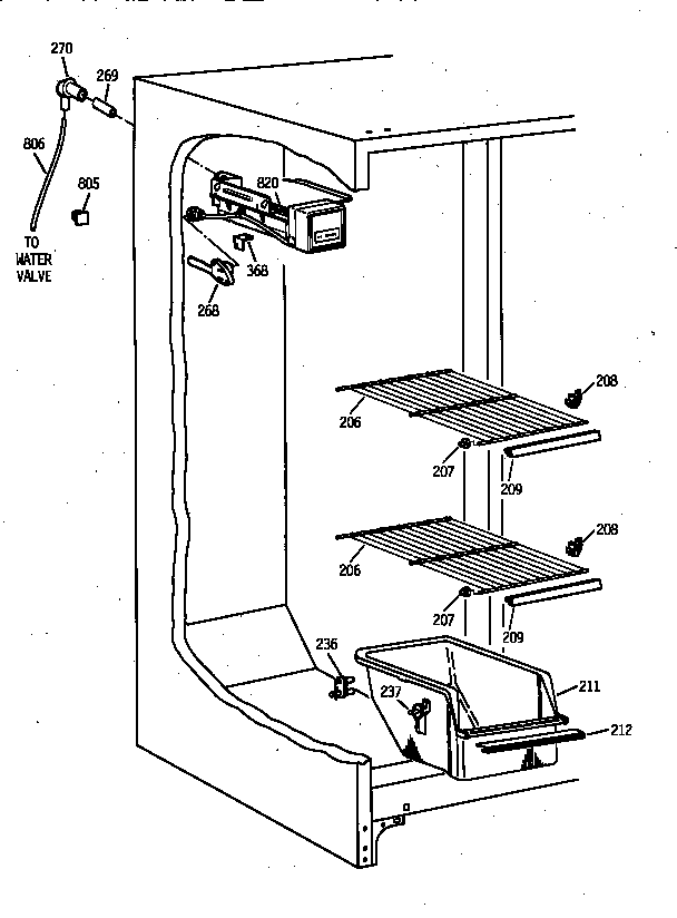 GE TFX22QRBAWW freezer section diagram