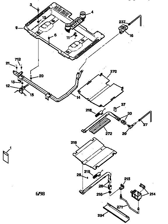 Hotpoint RGB744BEA1WH gas & burner parts diagram