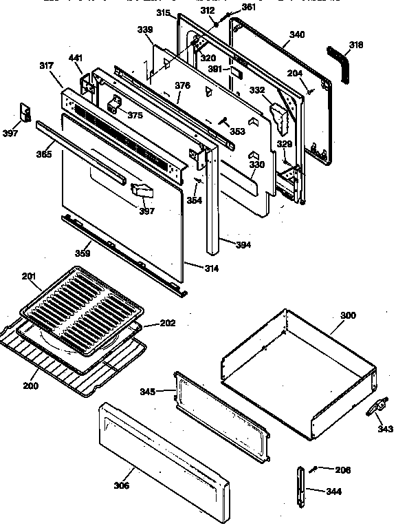 Hotpoint RGB744BEA1WH door & drawer parts diagram