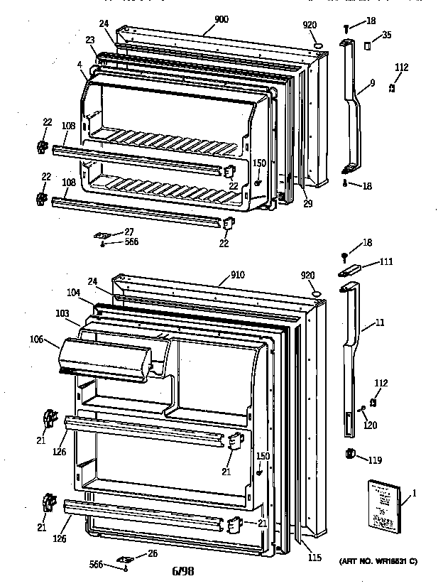 Hotpoint CTX14CABBLWW doors diagram