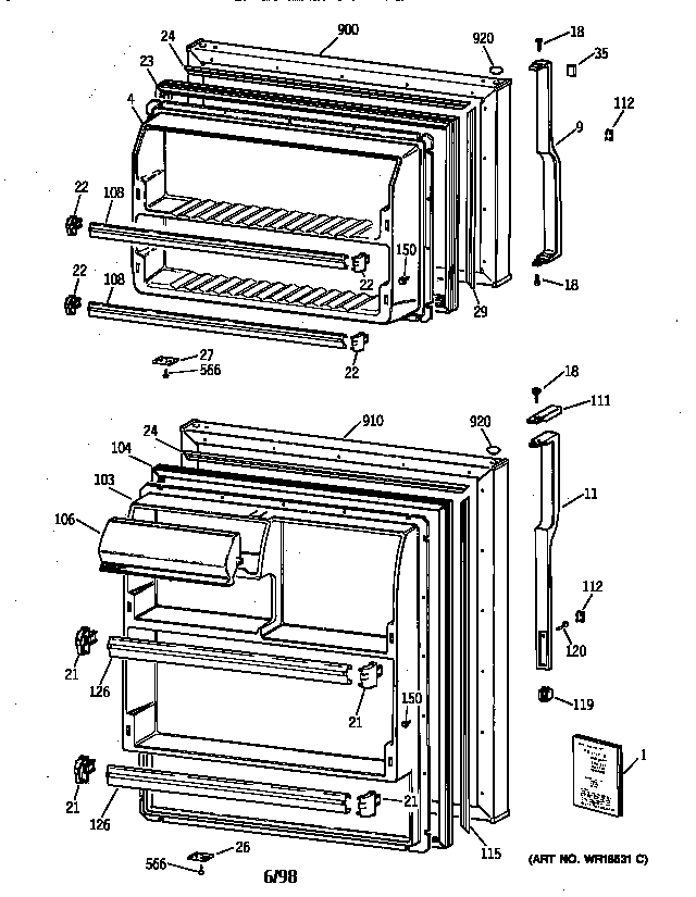 Hotpoint CTX16CABBLWW doors diagram