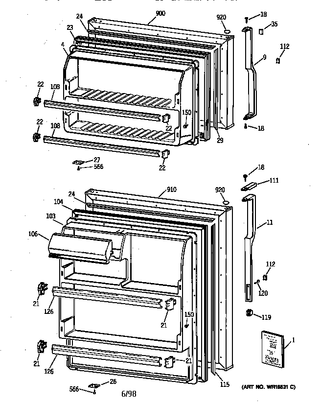 Hotpoint CTX16CABBRAA doors diagram