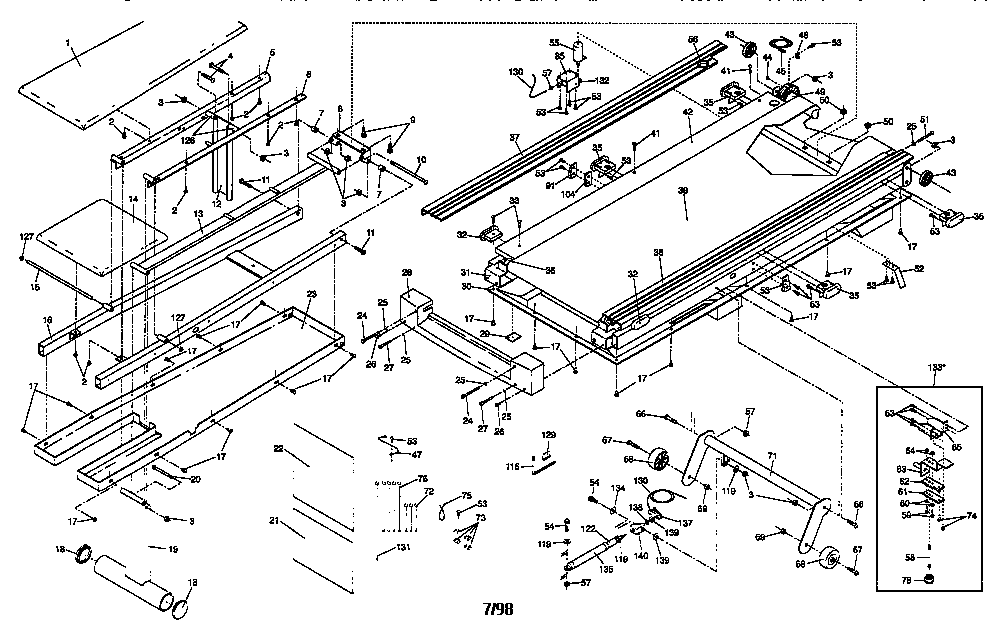 Proform 831297471 motor and walking belt assembly diagram