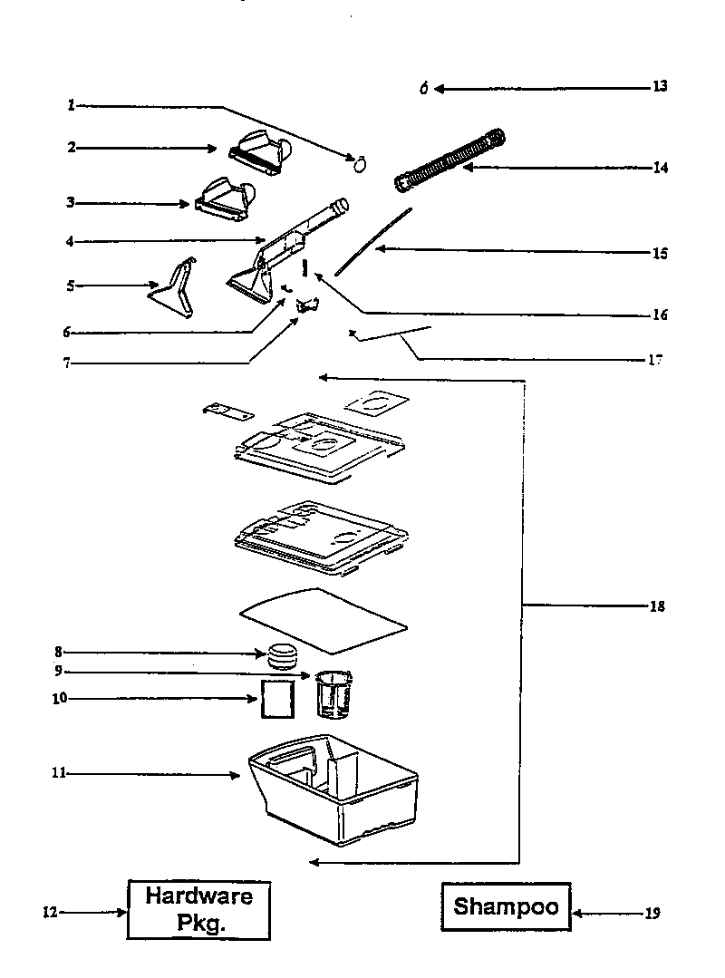 Eureka 2450DT recovery tank assembly diagram