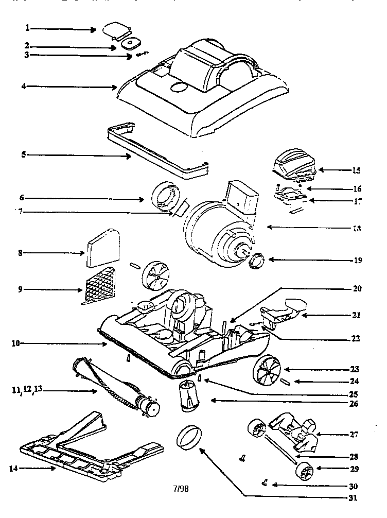 Eureka 7626ATH nozzle and motor assembly diagram