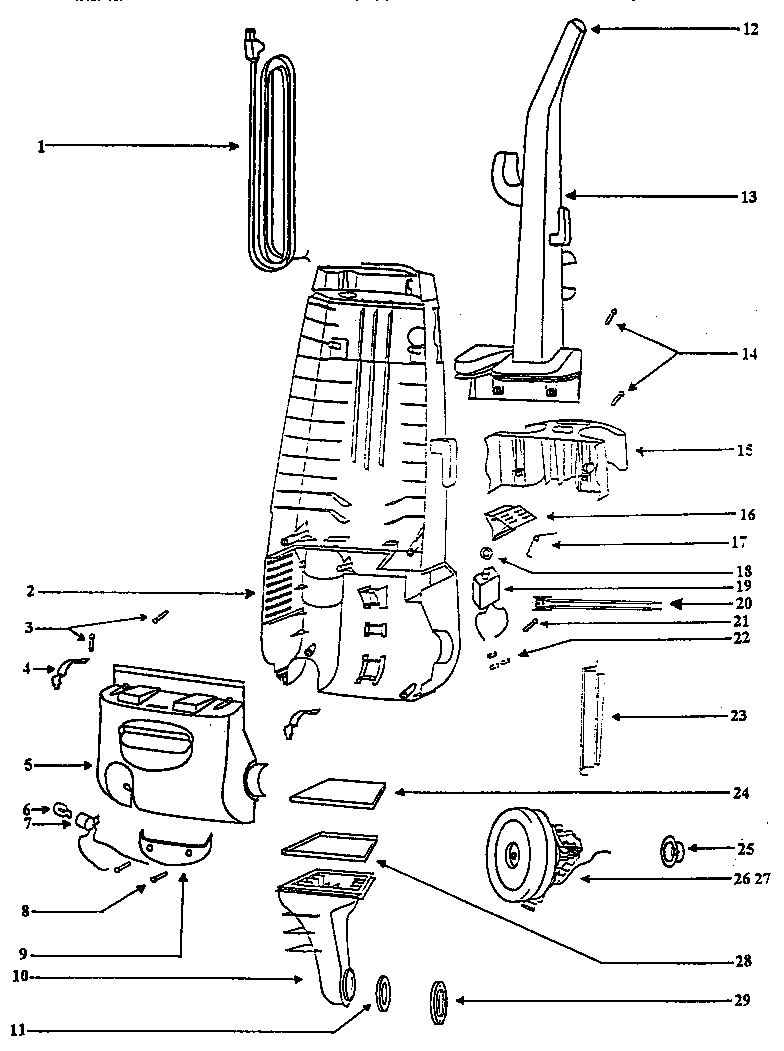 Eureka 4481AT handle and bag housing diagram