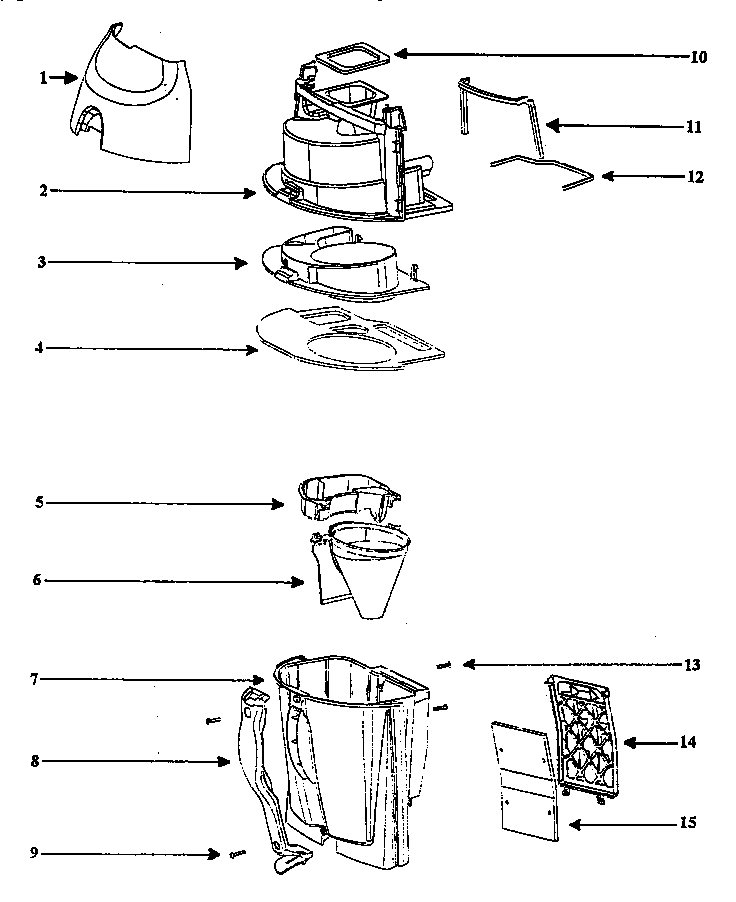 Eureka 4481AT cyclonic cassette assembly diagram