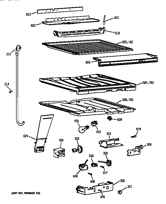 GE TBX21AABJRAA compartment separator parts diagram