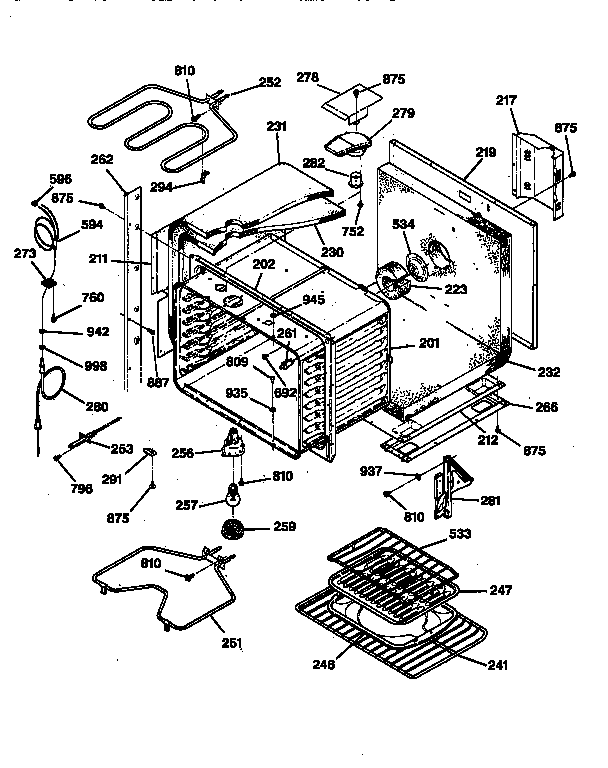 GE JT950SY1SS upper body diagram