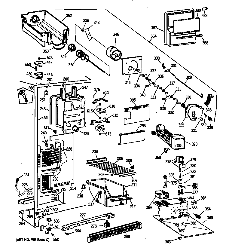 GE TFX22ZPBAAA freezer section diagram