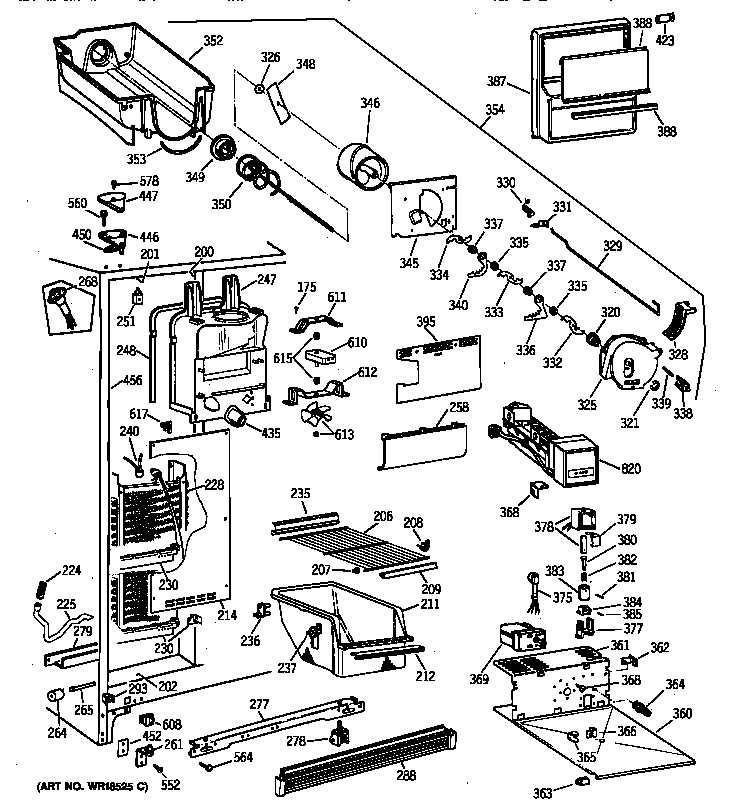 GE TFX22ZPBABB freezer section diagram