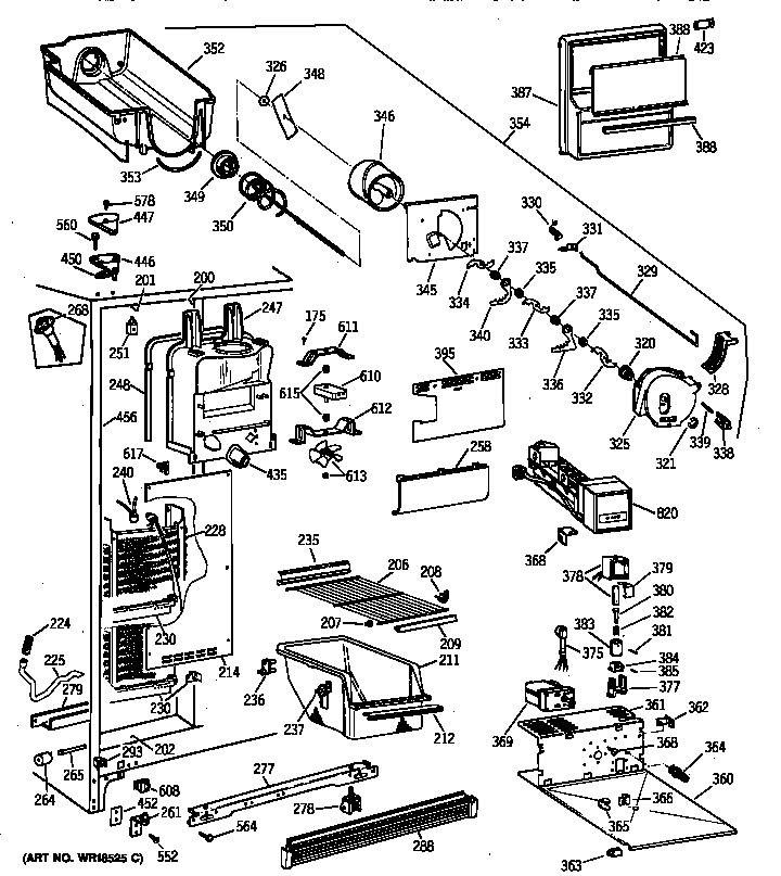 GE TFX22ZPBAWW freezer section diagram