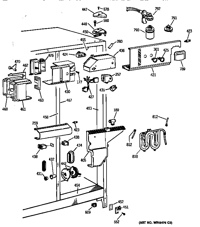 GE TFX25PPBABB fresh food section diagram