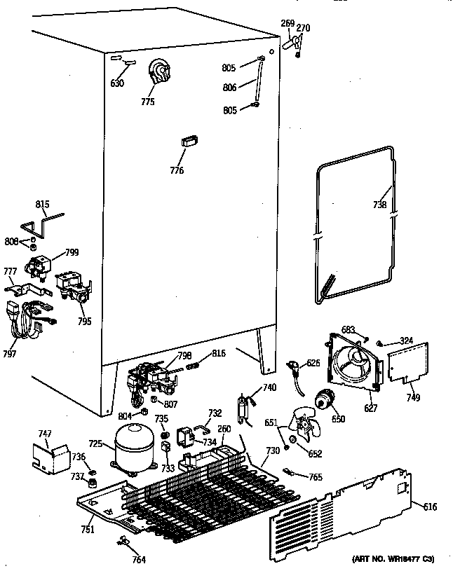 GE TFX25PPBABB unit parts diagram