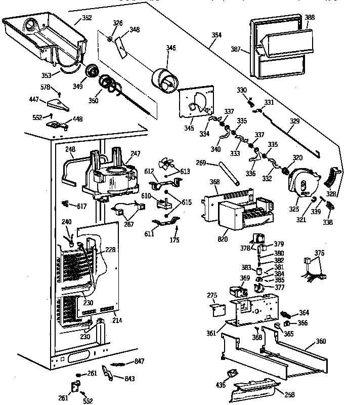 GE TFX28PBBAWW freezer section diagram
