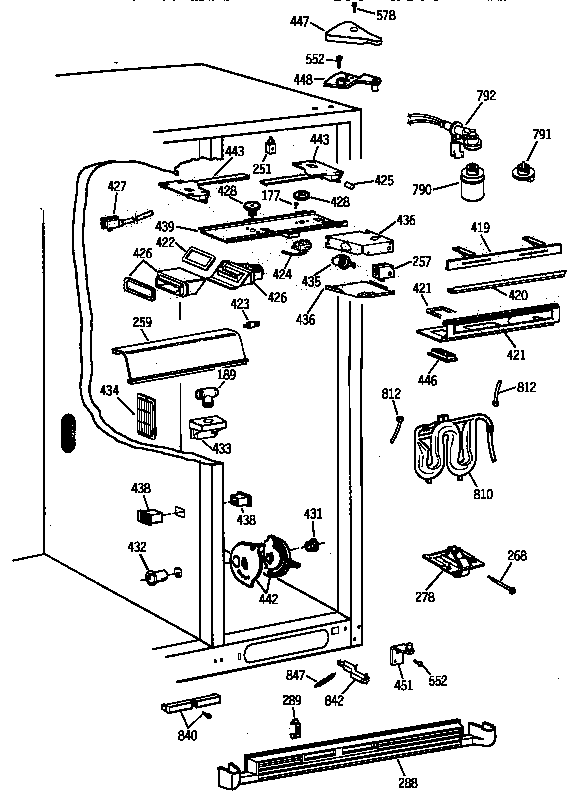 GE TFX28PBBAWW fresh food section diagram