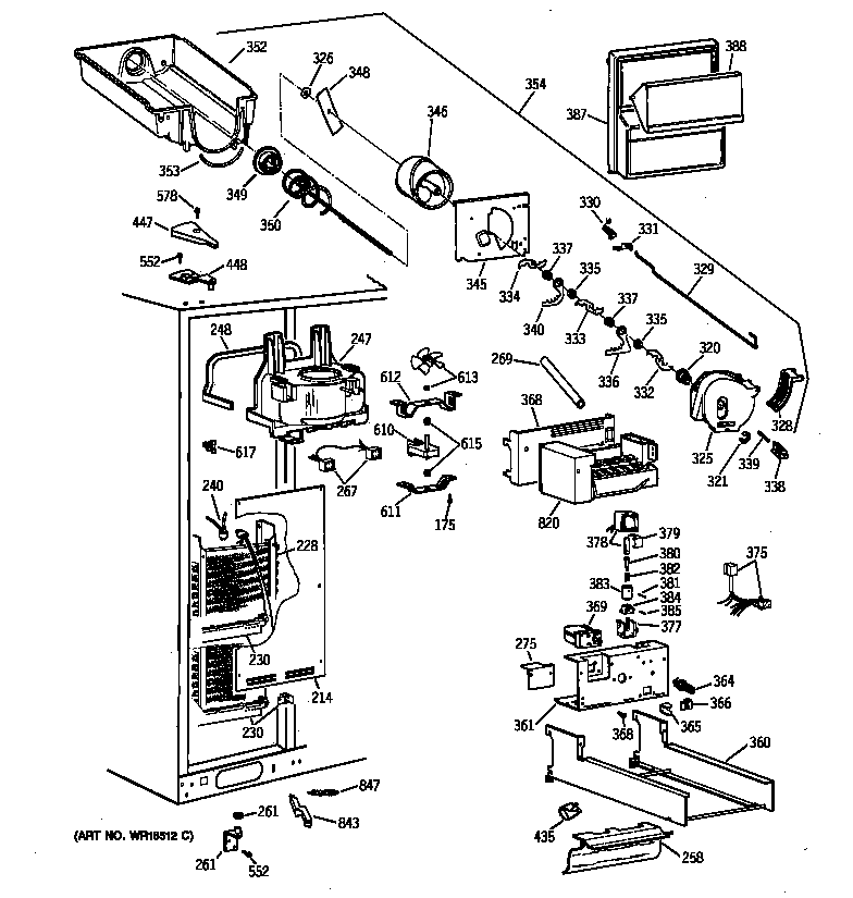 GE TFX30PBBAWW freezer section diagram
