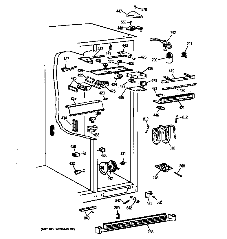 GE TFX30PBBAWW fresh food section diagram