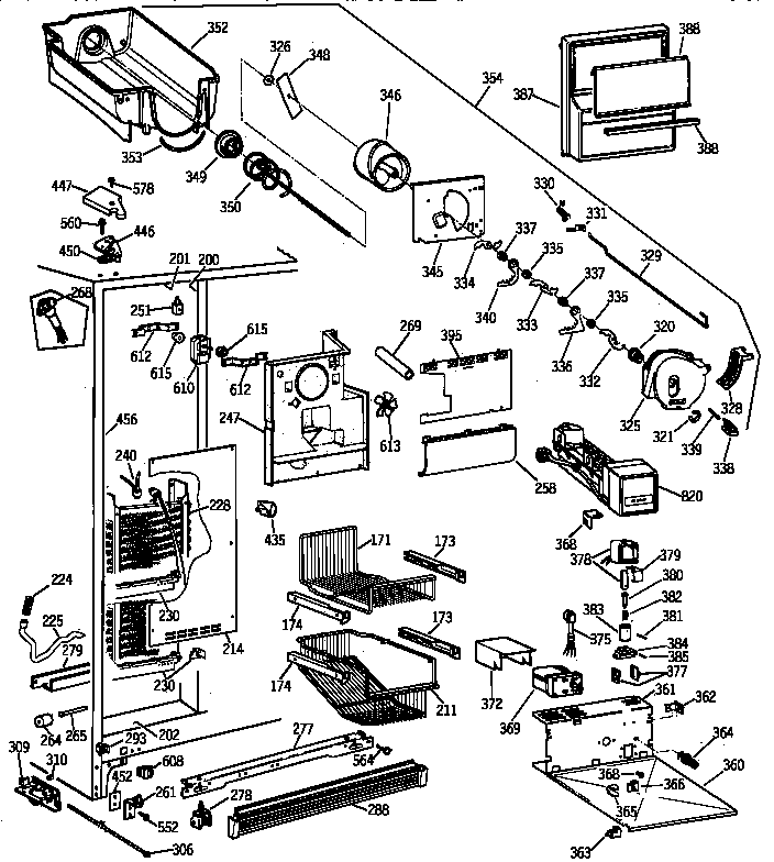 GE TPX21BRBABB freezer section diagram