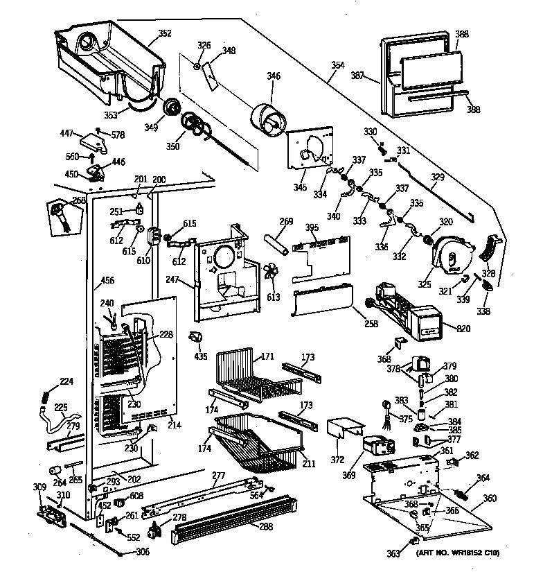 GE TPX21BRBAWW freezer section diagram