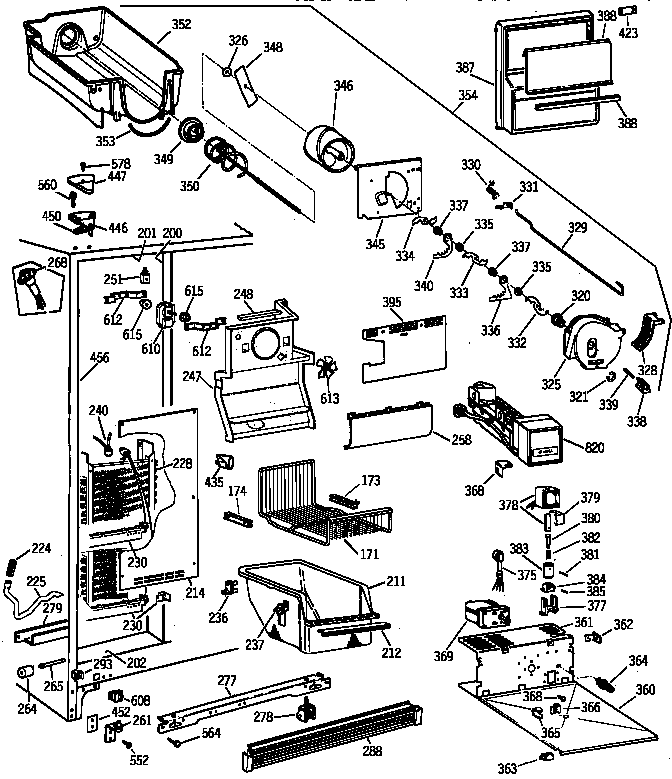 GE TFX25VPAAAA freezer section diagram