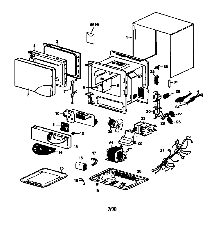 GE JE320WA01 microwave parts diagram