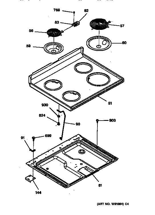Hotpoint RB754YSAD main top section diagram