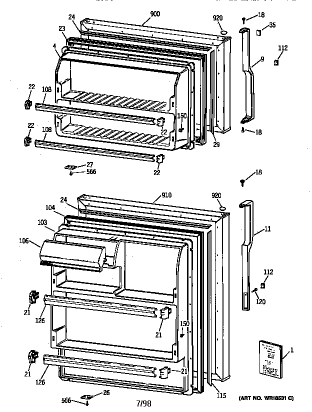 Hotpoint CTX14CIBFRWW door diagram