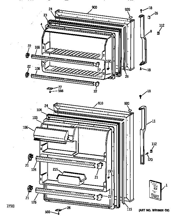 Hotpoint CTX16WIBBLWW door diagram
