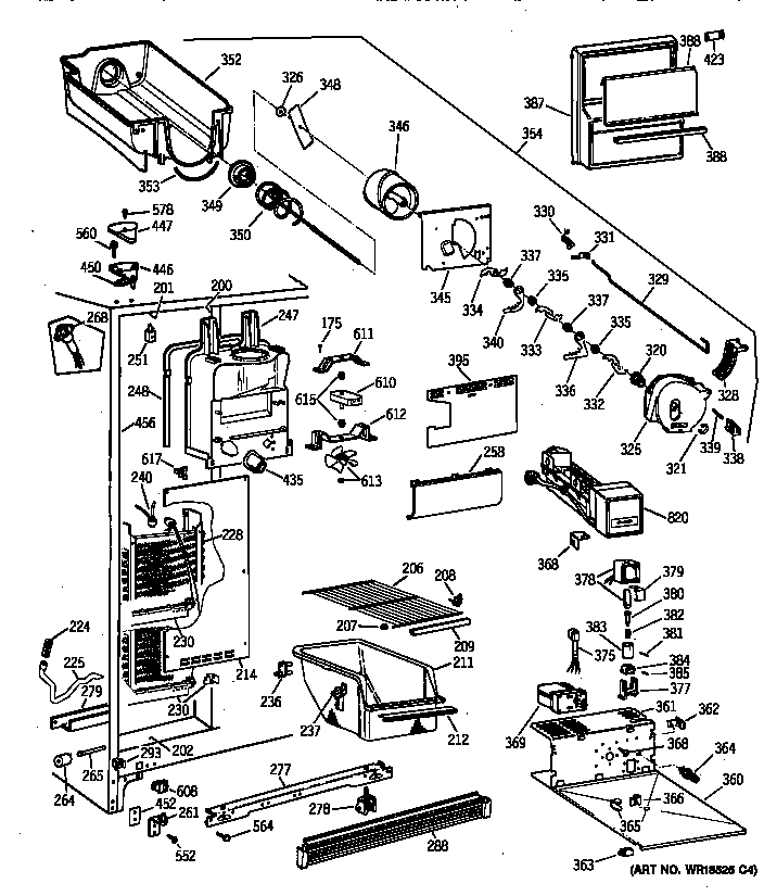Hotpoint CSX22GRBAWW freezer section diagram