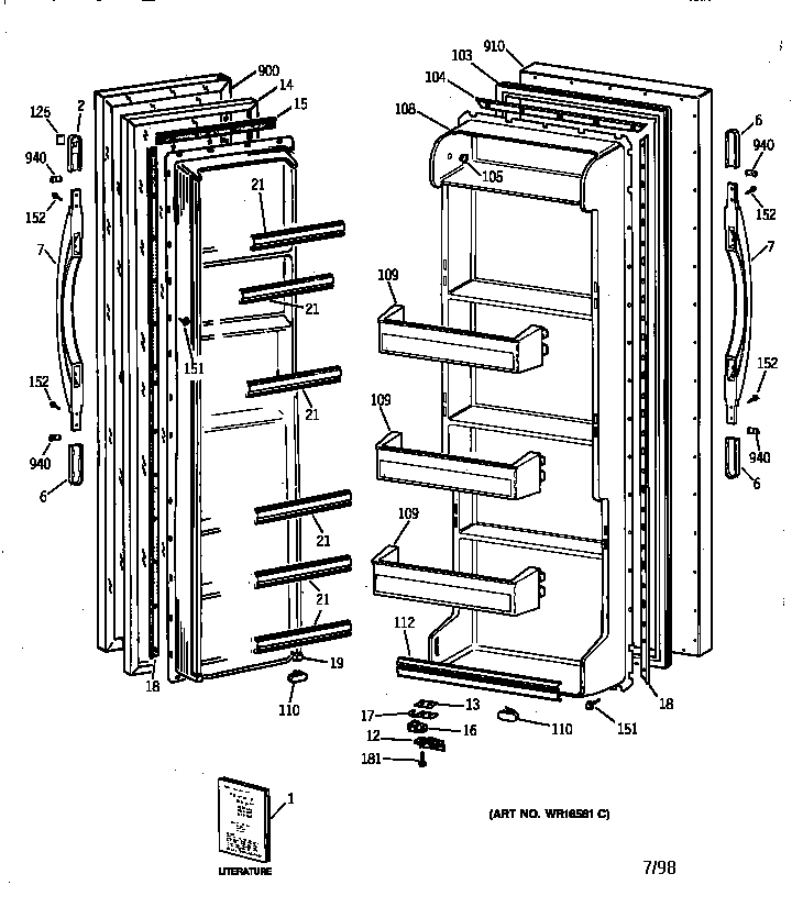 Hotpoint CSX19LABAWH doors diagram