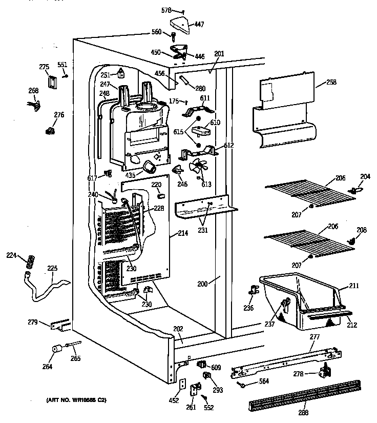 Hotpoint CSX19LABAWH freezer liner diagram