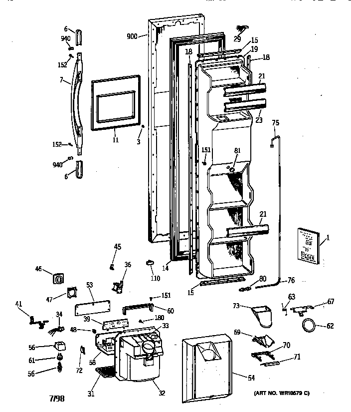Hotpoint CSX25DPBAAA freezer door diagram