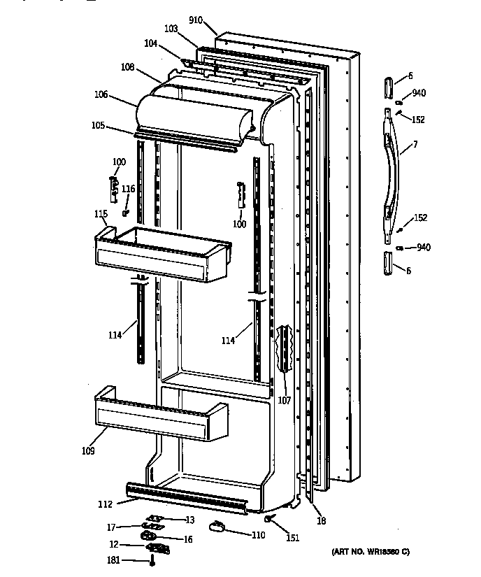 Hotpoint CSX25DPBAAA fresh food door diagram