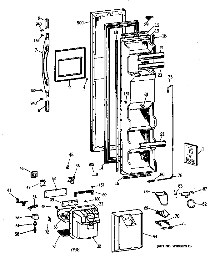 Hotpoint CSX25DPBAWW freezer door diagram