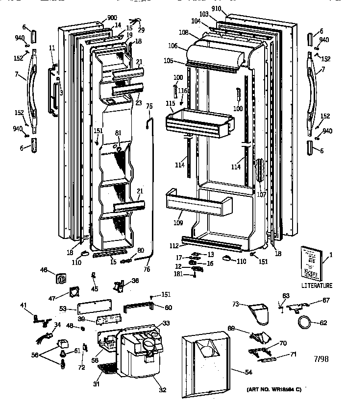 GE MSX25GRBAAA doors diagram