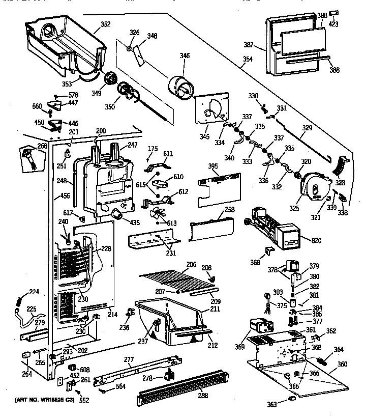 GE MSX25GRBAAA freezer diagram