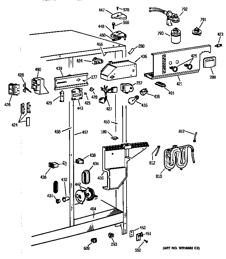 GE MSX25DPBAWW refrigerator cabinet parts diagram