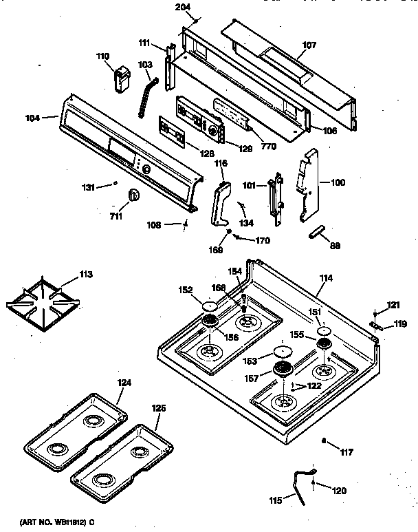 Kenmore 36272471890 control panel & cooktop diagram