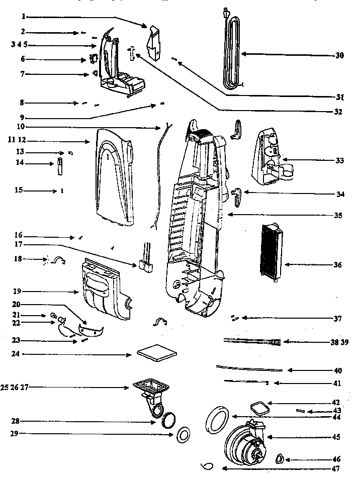 Eureka 5184AT handle and bag housing diagram