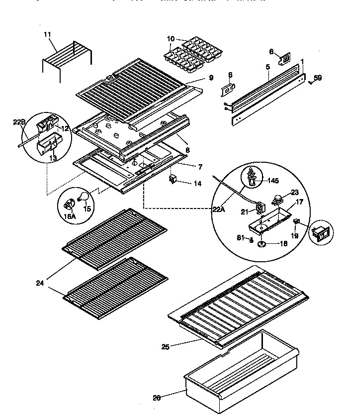Kenmore 2539366106 shelves diagram