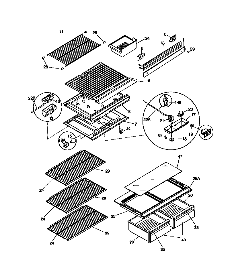 Kenmore 25338672892 shelves diagram