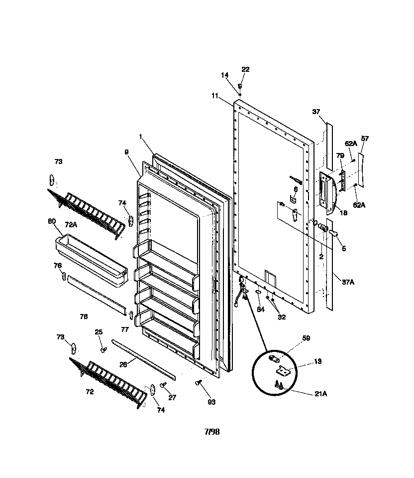 Kenmore 2539280851 door diagram