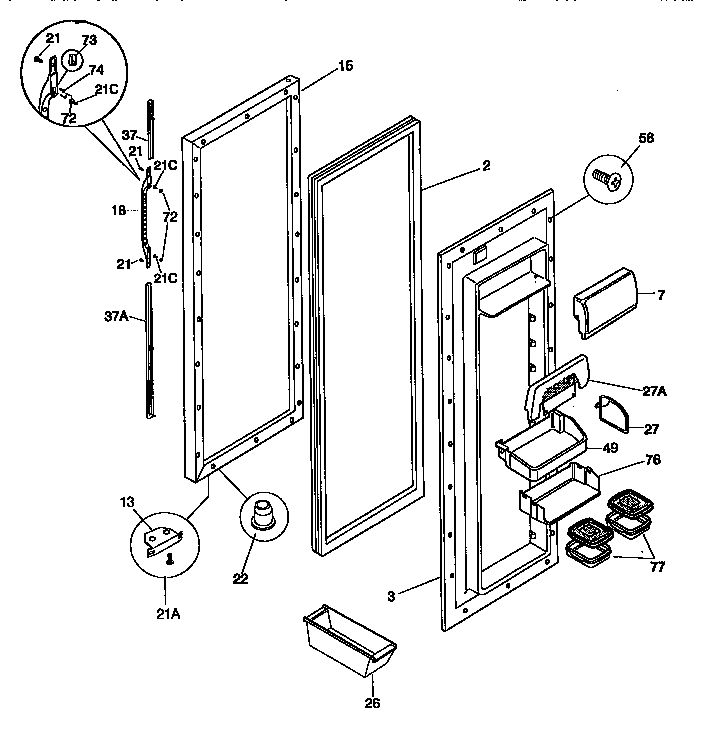 Kenmore 25358685894 refrigerator door diagram